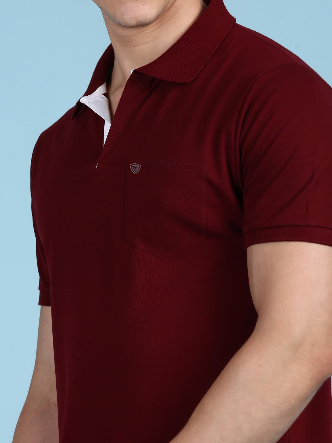 Lux Cozi Men's Half Sleeve Soild Casual T-Shirt with Chest Pocket_COZI_2122_MRN_XL_1PC Maroon