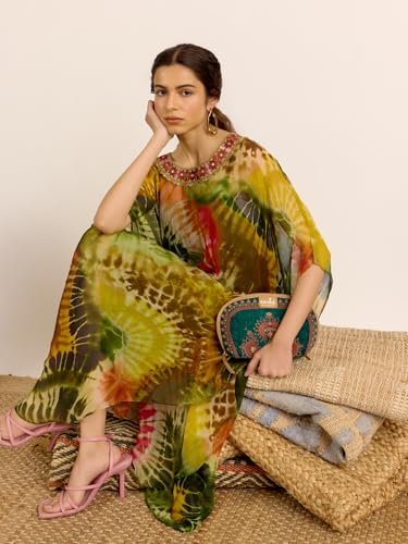 Aarke Ritu Kumar Green Mystic Dunes Kaftan Dress with Camisole