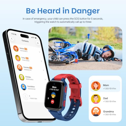 LAGENIO K9 Kid AI Smartwatch with GPS and Phone, 1.78'' AMOLED 4G for Kids with Video Call, Alarm Clock, School Mode, IP68 Waterproof Kids Smartwatch for Teens Ages 6 and Up