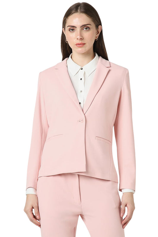 Van Heusen Women's Regular Fit Single Breasted Blazer VWKZFRGB096571_Peach
