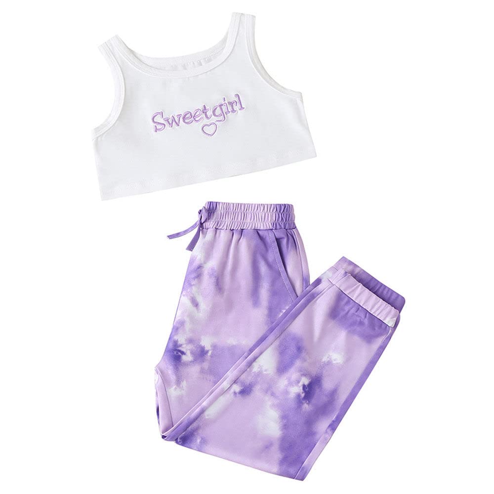 Hopscotch Cotton Girls Text Printed Top Joggers Set In White Color for Ages 6-7 Years