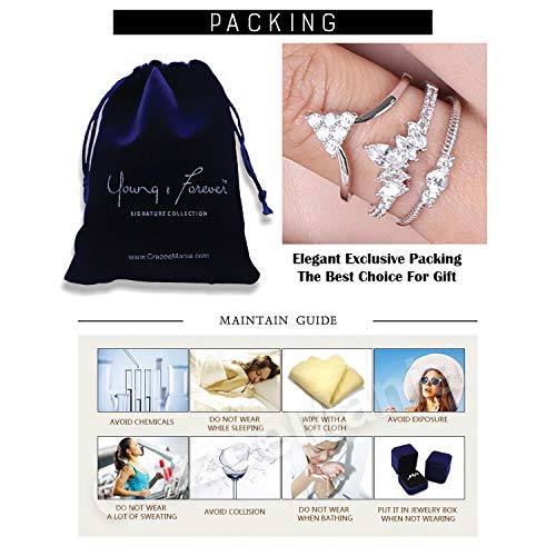 Young & Forever Gift Mesmerizing Contemporary Silver Plated Cubic Zirconia Embellished Statement Cocktail Fashion Ring for Women/Girls Jewelry