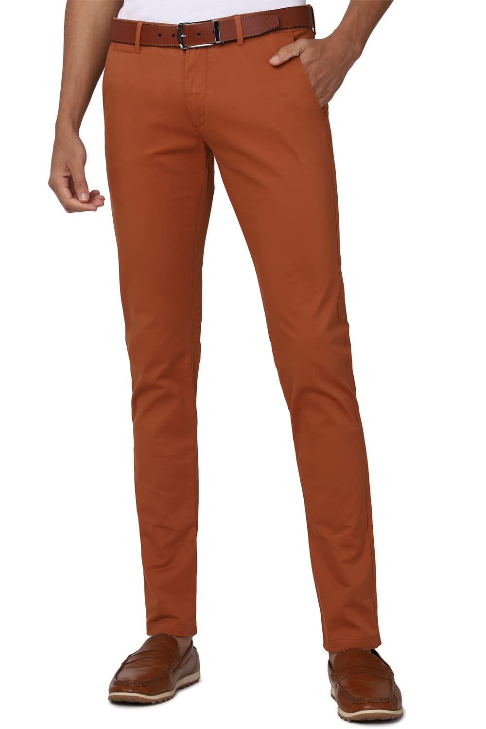 Peter England Brown Solid Trouser