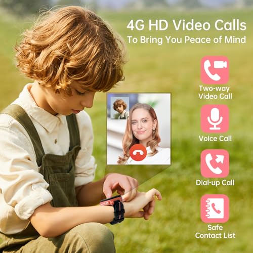 imoo Watch Phone Z1, 4G Smart Watch for Kids with Real-Time HD Video & Phone Call, Smart Watch for Girls with Real-Time GPS Location, Smartwatch for Boys with IPX8 Water Resistance (Deep Pink)