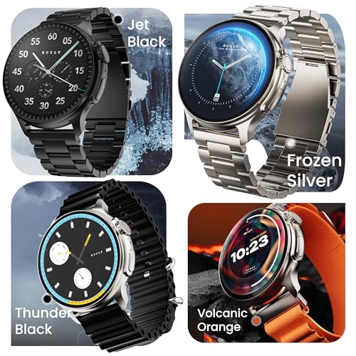 GOBOULT Newly Launched Crown R Pro Smart Watch 1.43''HD AMOLED, BT Calling, Working Crown, Zinc Alloy Frame, 600 Nits Brightness, AI Voice Assistant, SpO2 Monitoring, 120+ Sports Mode (Metal Black)