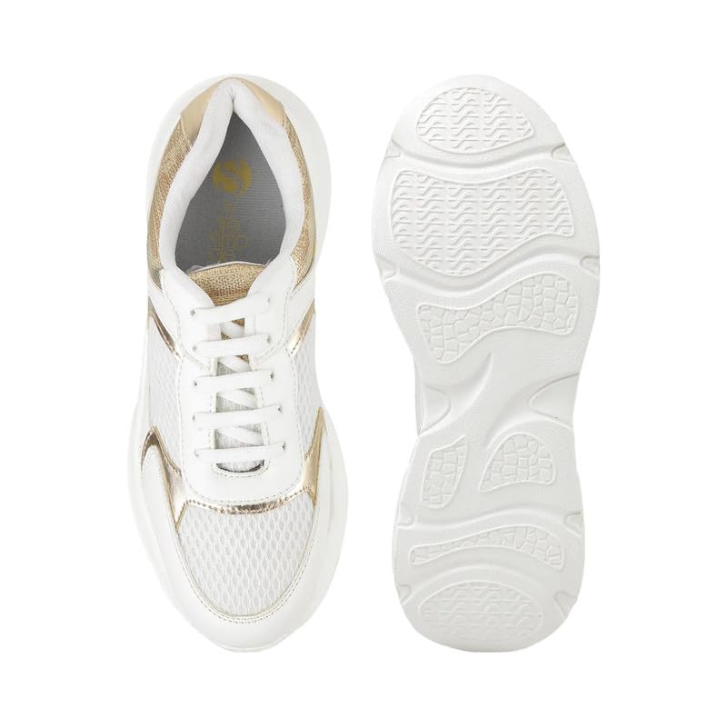 tresmode White Gold Women's Sneakers in Size 5 UK / 38 EU