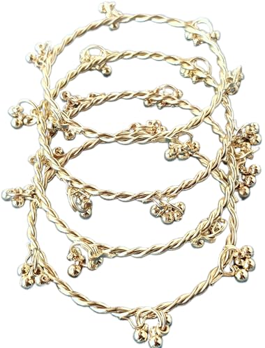 JPS Viral (Set of 8 Pcs) Kashmiri Ghungroo Gold-Plated Bangles| Ethnic Traditional Handcrafted Ghungroo Bangles/Chudi for Wedding, Party & Regular | Navratri Special (Golden, 2-6, 6 Star Plain)