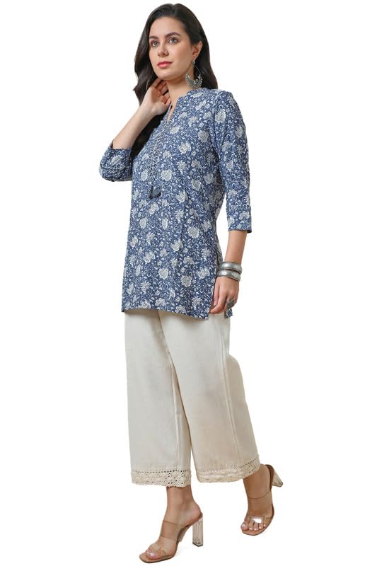 Soch Womens Blue Rayon Ethnic Motifs Print Tunic