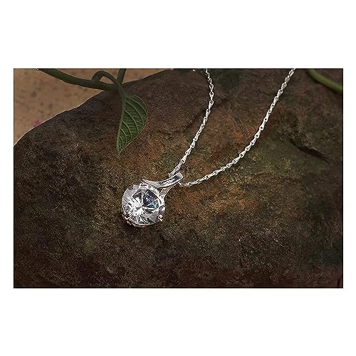 JFL - Jewellery for Less Fashion Silver Plated Solitaire Modern Cz American Diamond Pendant Set for Women.