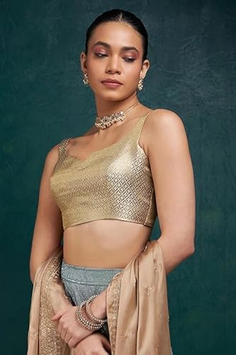 Soch Women Gold Tussar Zari Woven Blouse