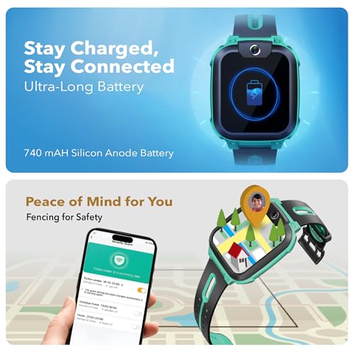 imoo Kids Phone Watch Z1 – Smart Watch with GPS Tracker, 4G Video & Voice Calls, Advanced Parental Controls, Durable Quality with IPX8 Water Resistance, SOS, Gift for Kids (Green)