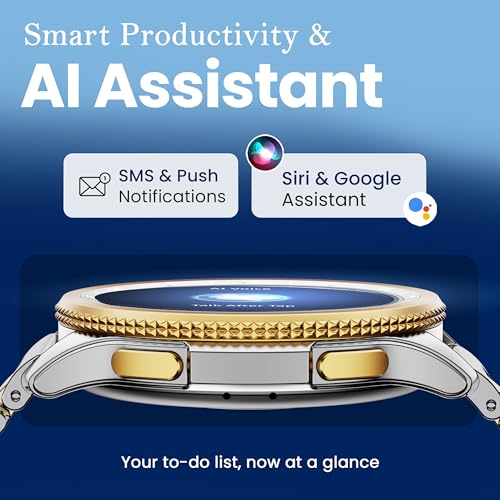 GOBOULT Newly Launched Pyro Smartwatch 1.43'' AMOLED Screen, BT Calling 5.3, 600 Nits Brightness, IP68, 150+ Watchfaces, 120+ Sports Modes, AI Voice Assistant, SpO2 Monitoring (Platinum Gold)