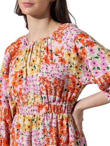ONLY Women Printed Polyester Above Knee Multicolor Tiered Dress