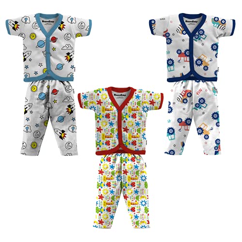 NammaBaby Baby Girl's Cotton Printed T-Shirt, Shirt And Pyjama Pack Of 3 (464646464_Pink, Car_6 Months-9 Months)