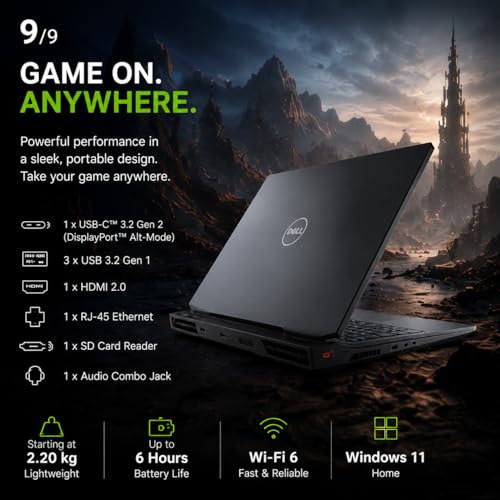 Dell G5 15.6" FHD 144Hz Gaming Laptop, Intel Core i7 (6 Cores, Up to 5.0GHz), 32GB RAM, 2TB SSD, NVIDIA GeForce RTX 2070 8GB, Wi-Fi, Bluetooth, USB-C, HDMI 2.0, Backlit Keyboard, SD Reader, Win 11