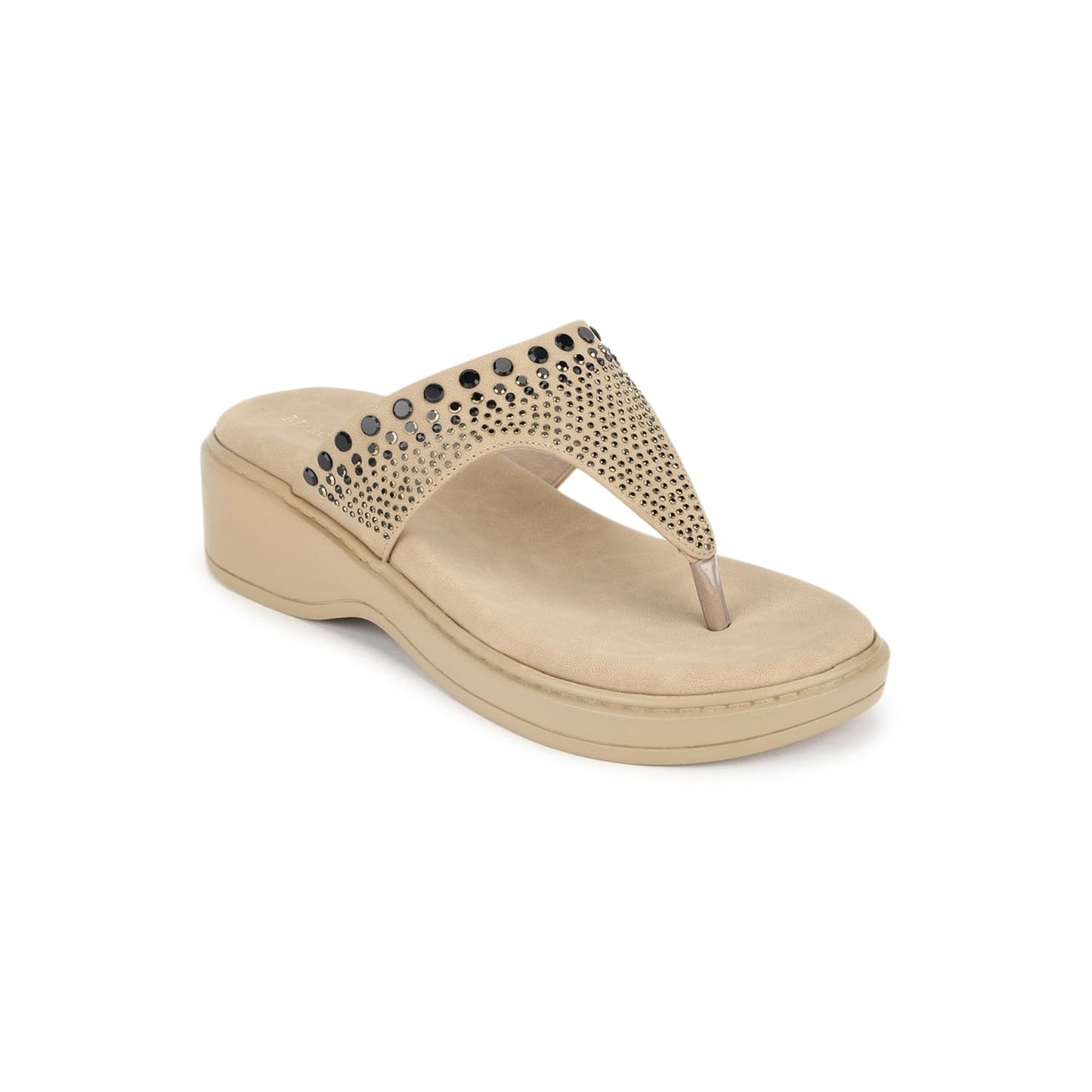 Marc Loire Women's Smart Casual Embellished Wedge Heels Sandals (Beige, UK Footwear Size System, Adult, Women, Numeric, Medium, 8)