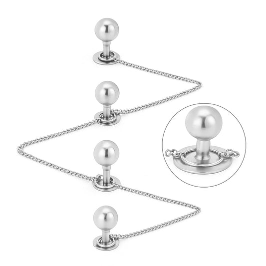 THANU'S CRAFT White Stone Silver Plated Kurta Buttons Studs Cufflinks With Chain For Men And Women