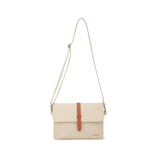 Fastrack Beige Sling | Faux-Leather Women’s Handbag | Sling with Dual Compartments & Utility Pockets