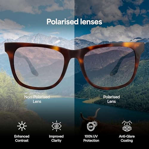 John Jacobs Full Rim Square Sunglasses | Polarized and 100% UV Protected | For Men & Women | X-Large | JJ S14668