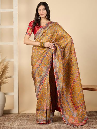 AKHILAM Women's Kanjivaram Woven Soft Silk Saree With Blouse Piece