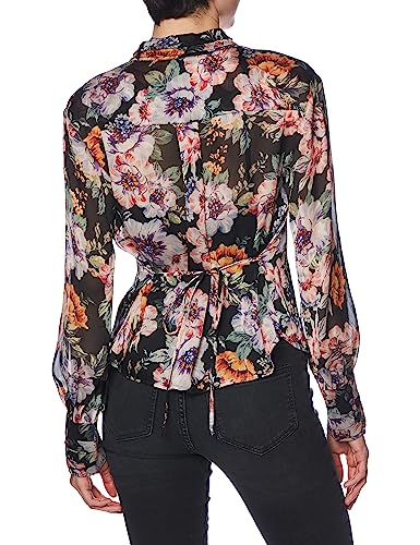 GUESS Women's Blouse W3YH29 WCWF2 P9QT Black, Ciaobella, XL