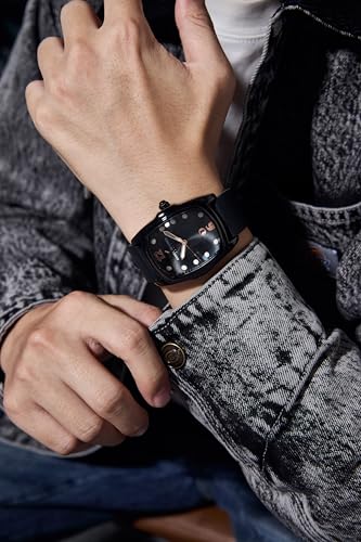 Daniel Hechter Paris Cite Collection Analog Watch for Men with Square Dial, Magnifier Dome Glass, Date Display, Quartz Movement and Silicone Strap - DHM1017