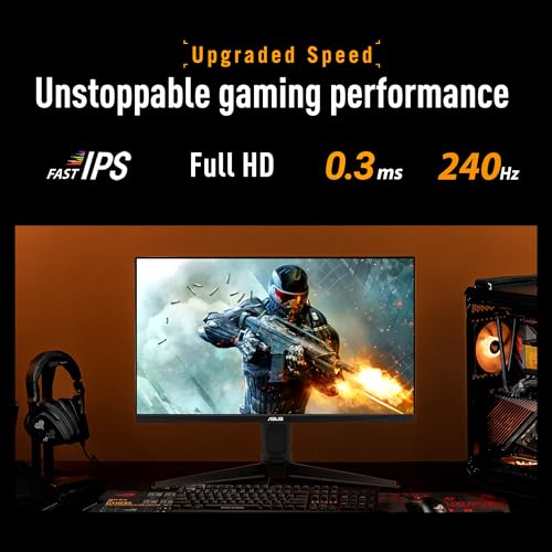 ASUS TUF Gaming Series 5 23.8” 1080P Monitor (VG249QML5A) - Fast-IPS, 240Hz, 0.3ms, G-SYNC Compatible, FreeSync Premium, 99% sRGB, Height Adjustable, DisplayWidget, Gaming AI, 3 yr Warranty