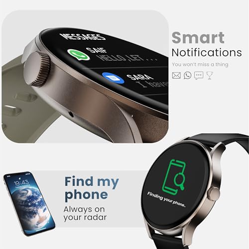 GOBOULT Newly Launched Rover Pro Smartwatch 1.43'' AMOLED, BT Calling 5.2, 1000 Nits Brightness, IP68, 150+ Watchfaces, 120+ Sports Modes, AI Voice Assistant, SpO2 Monitoring (Elite, Free Straps)