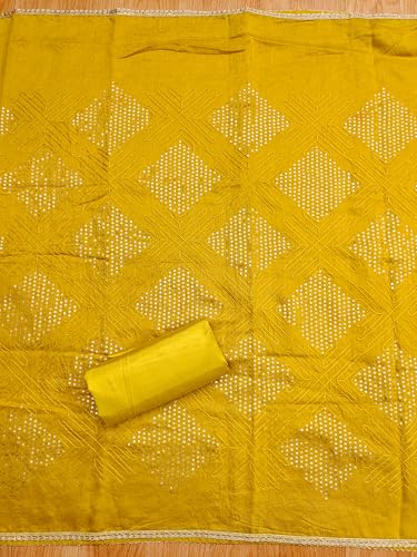 Leeli Peeri Designer Women's Chanderi Printed With Hand Embroidery Work Unstitched Salwar Suit Dress Material