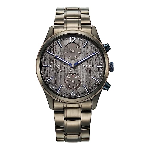 Titan Neo Splash Quartz Multifunction Anthracite Dial Anthracite Stainless Steel Strap Watch for Men - NT1805KM07