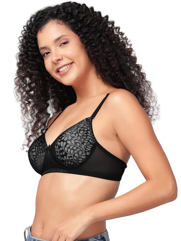 Clovia Women's Lace Padded Non-Wired Full Coverage Multiway Bra (BR2332C13_Black_40B)