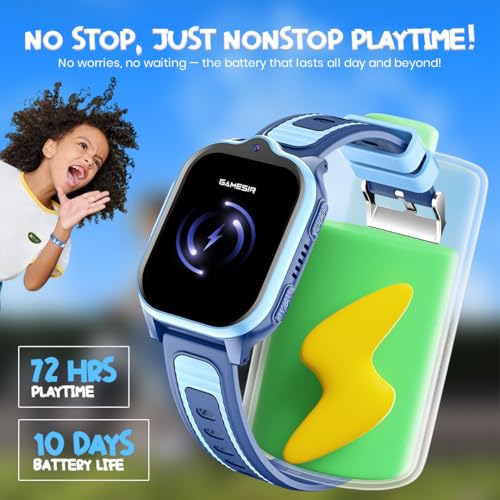 GameSir TrackNova 4G/5G Kids Smartwatch | Live GPS Tracking | App Control | HD Video Call | Games | Family Chat | SOS Safety Alert | IP67 | Camera | FaceLock | 800mAh Long Battery Life - (Blue)