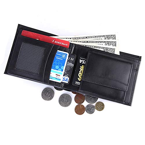 Brooklyn Bridge Genuine Leather RFID Blocking Slim Bifold Wallet for Men – Coin Pocket, ID Window & Multiple Card Slots | Anti-Theft Travel Wallet | Gift for Him