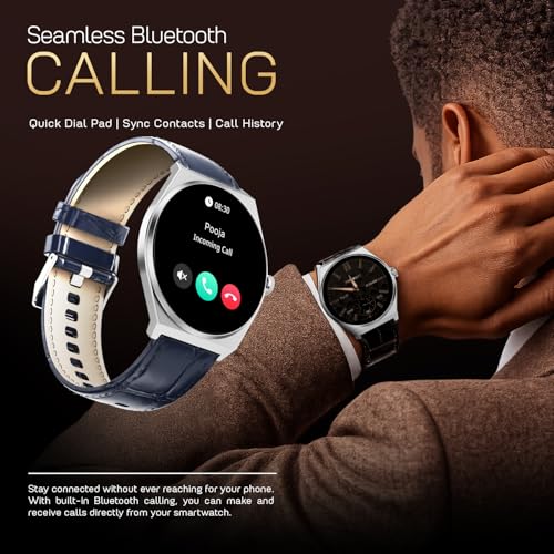 Fire-Boltt Phoenix Nova Smartwatch 1.43” Slim Super AMOLED Display, 466x466 Pixel Always-On Display, Bluetooth Calling, Health Tracker for Men & Women Classic Black