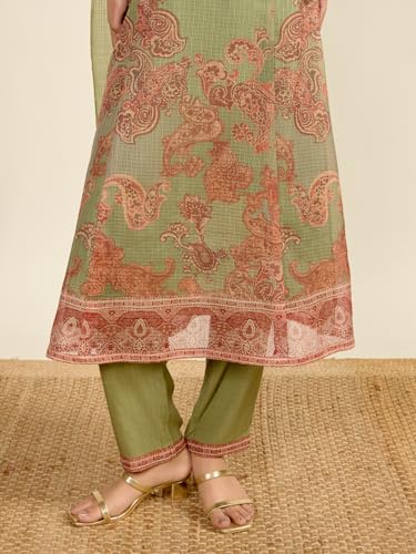 Aarke Ritu Kumar Green Tanush Floral Kurta With Pant And Dupatta