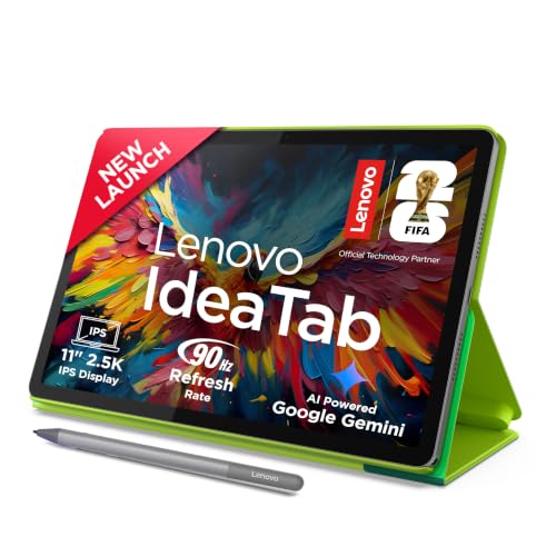 Lenovo Idea Tab FIFA World Cup 26 Edition with Tab Pen + Folio Case | WiFi +5G |11" 2.5K IPS Display |8GB RAM + 256GB ROM (Expandable Upto 2TB)| MediaTek Dimensity 6300|7040mAh|4 Speakers| Grey