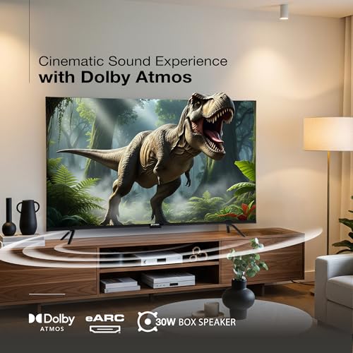 SANSUI 43-Inch (109 cm) 4K QLED Google TV | Dolby Vision, HDR10+, Dolby Atmos, HSR 120Hz, MEMC, 30W Surround Sound, FloLED Panel & Google TV | JSW43UG23Q (Black)