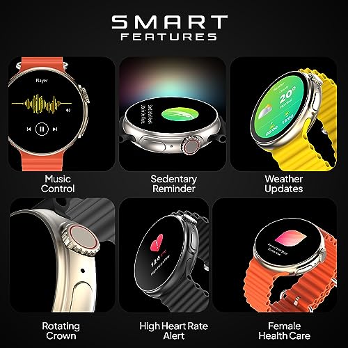 Fire-Boltt Asteroid 1.43” Super AMOLED Display Smart Watch, One Tap Bluetooth Calling, 466 * 466 px Resolution, 123 Sports Modes, in-Built Voice Assistance, 350mAh Large Battery (Yellow)