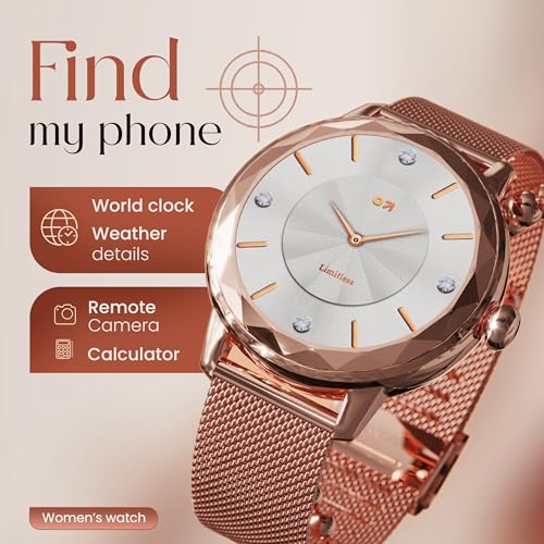 GOBOULT Newly Launched Alora Smart Watch 1.19'' AMOLED Display, BT Calling, Rotating Bezel, 150+Watchfaces, 800 Nits Brightness, AI Voice Assistant, SpO2 Monitoring, 120+ Sports Mode (Rose Gold)
