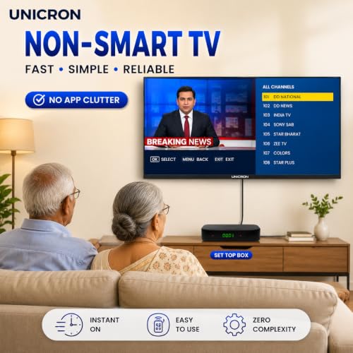 UNICRON 24 Inch Non SMART LED TV with 30W Sound Output, Slim Design Clear HD Display with HDMI & USB Ports, Ideal for Security, Office, Gaming & CCTV Monitoring