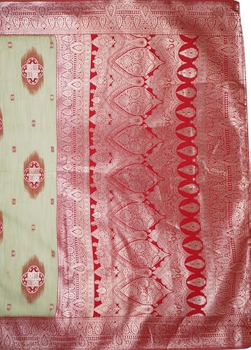 MIMOSA Women's Woven Design Kanjivaram Style Art Silk Saree With Blouse Piece : SA00002066PSFREE