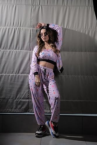 STORIES OF BANNO'S SWAGGER | Woman Poly Knit Printed Coord Set | Pajama Set | Coord Set for Women Purple