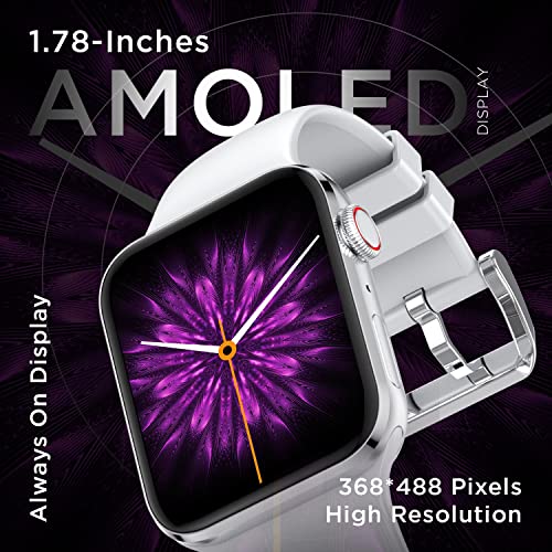 Fire-Boltt Visionary 1.78" AMOLED Bluetooth Calling Smartwatch with 368 * 448 Pixel Resolution, Rotating Crown & 60Hz Refresh Rate 100+ Sports Mode, TWS Connection, Voice Assistance (Silver)