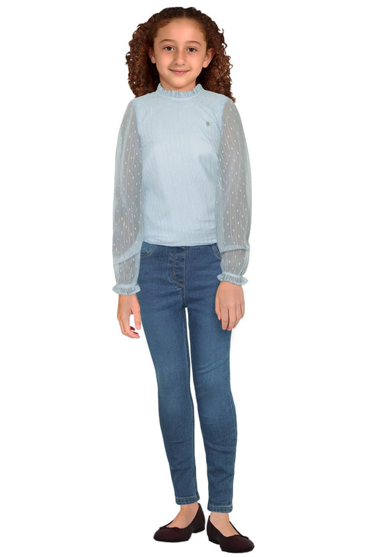 Allen Solly Girl's Regular Fit Blouse (AGTSERGFX53759_Blue