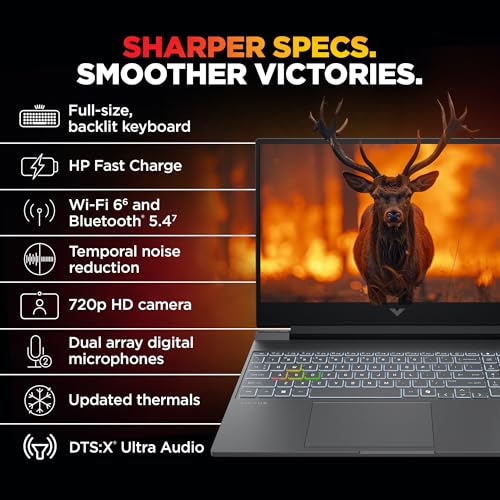 HP Victus, Intel Core 5 210H, 4GB RTX 3050 A (24GB DDR5, 512GB SSD) FHD, 144Hz, 300 nits, IPS, 15.6''/39.6 cm, Win11, M365* Office24, Mica Silver, 2.29kg, fa2500TX, Backlit, Gaming Laptop