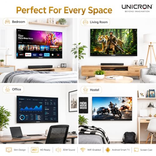 32 Inch Smart Android Smart TV, LED HD WiFi Ready With 30W Sound Speaker
