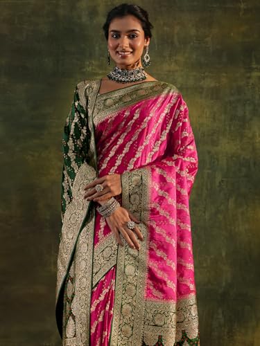 Libas Art bandhani woven design Satin Saree For Women With Unstitched Blouse Piece | Traditional Saree For Festive & Wedding