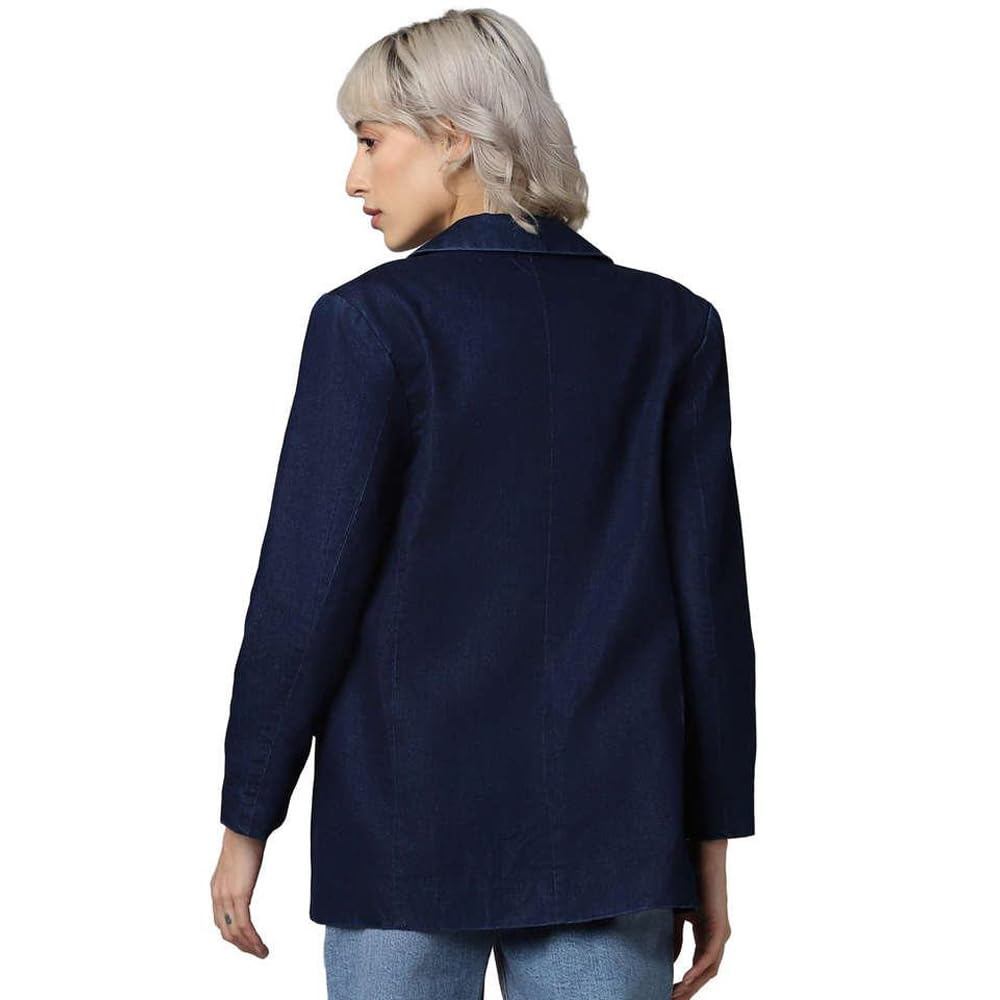 ONLY Women's Single Breasted Blazer (122562501-Dark Blue Denim_Dark M)