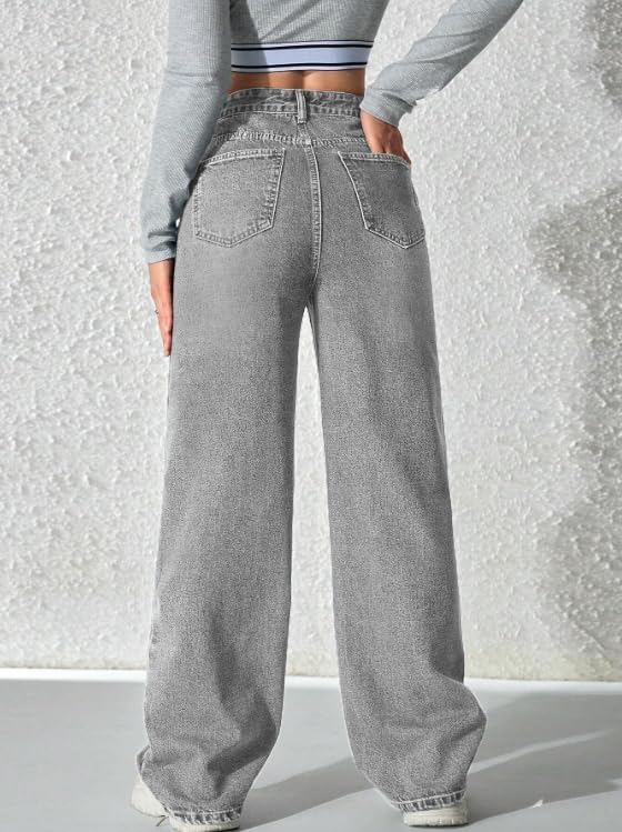 Ben Martin Baggy Jeans for Women || Women,s Loose Jean Pants || Oversized Jean's for Women's || Wide Leg Jean,s for Woman || Casual Jins for Woman's || Loose Jin Pant for Woman,s Grey 02-38