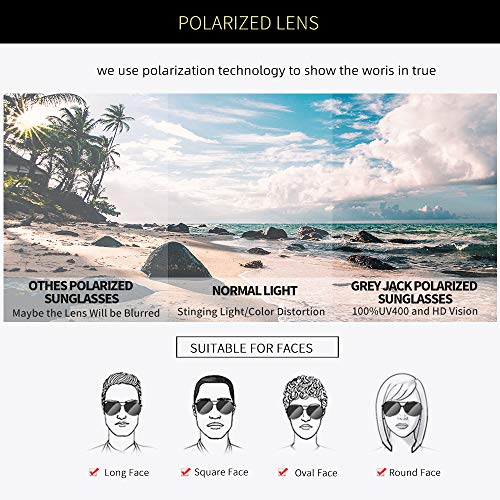 grey jack Square Polarized Sunglasses UV Protected for Men Women Metal Frame GJ1289 Golden(black) Frame Gradient Brown Lens